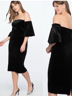 Eloquii black velvet strapless cocktail dress size 20‎